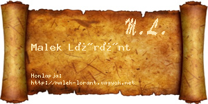 Malek Lóránt névjegykártya